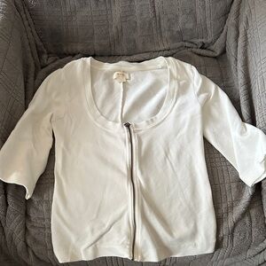Maeve Cream Zip-Up Top